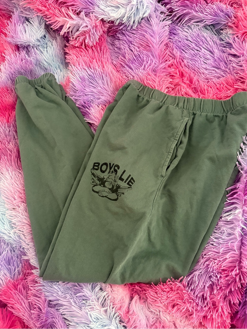 Boys Lie Olive Green Logo Track Joggers Small